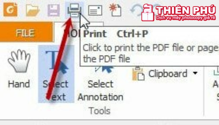 Nhấn tổ hợp thao tác in trong PDF
